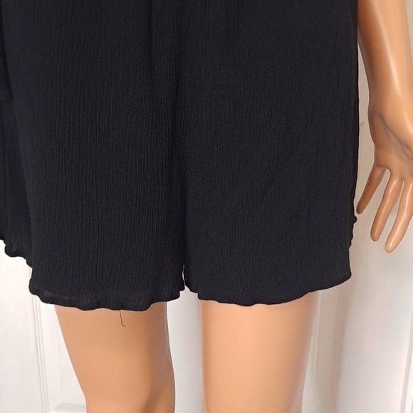 Love, Fire Mid-Length Sleeve Black Romper Shorts with Embroidered Floral Design - Picture 11 of 14